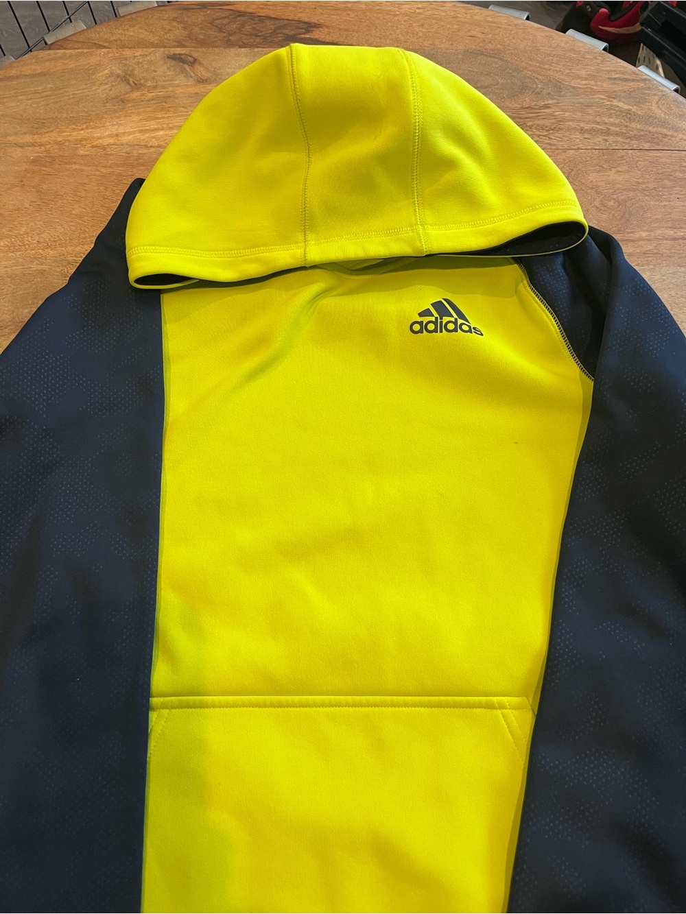 adidas Neon Yellow and Black Kids Hooded Sweatshirt make offers